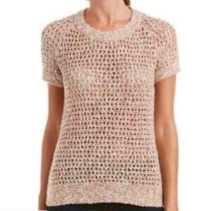 Cabi Women’s #196 Sorbet Loose Knit Multicolor Short Sleeve Blouse Sweater Med